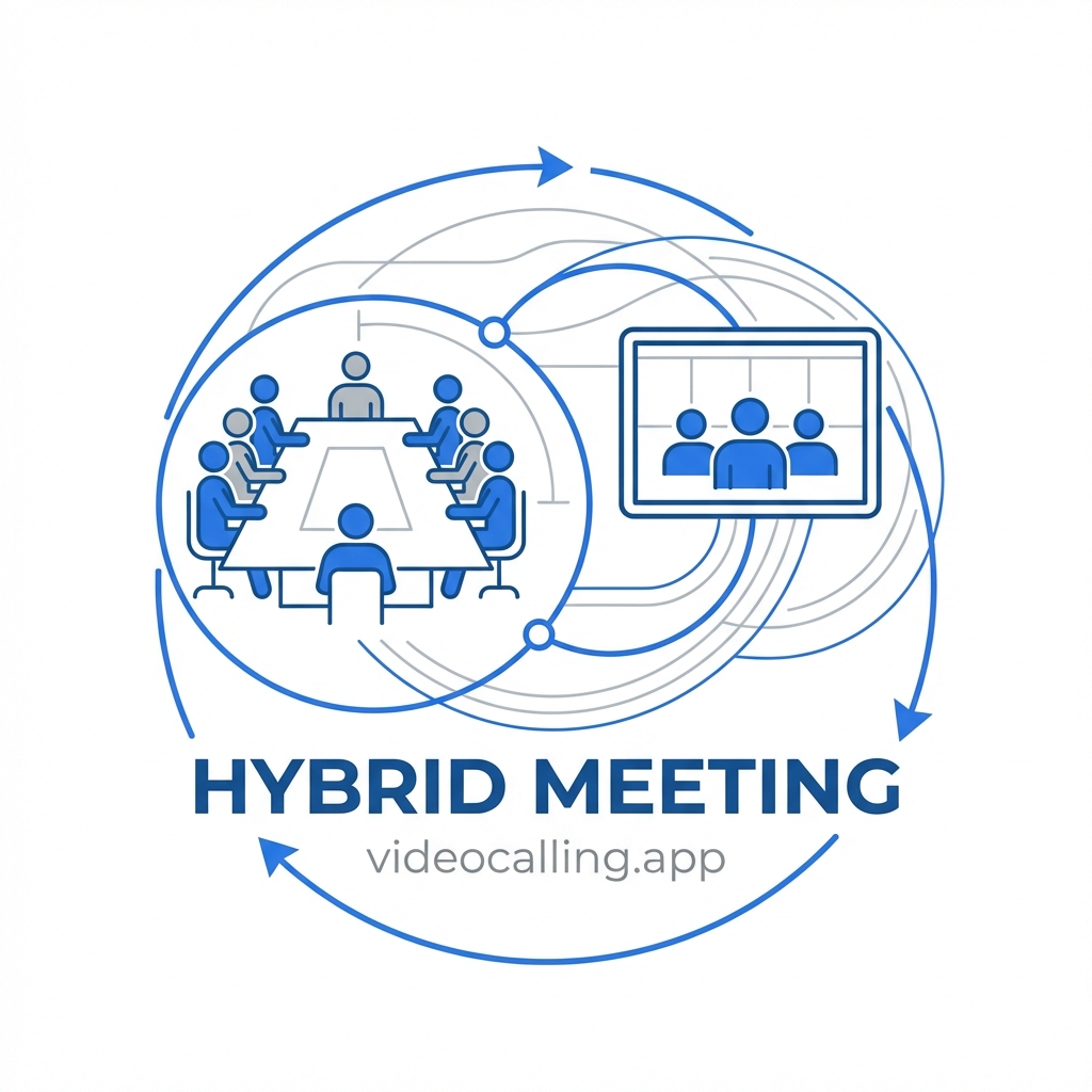 Illustration of Hybrid Meeting in video calling